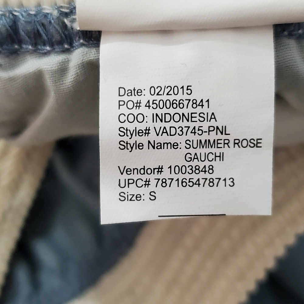 Vintage America Summer Rose Gauchi Wide Leg Crop Chambray Boho Pant NWT Small - Picture 12 of 12